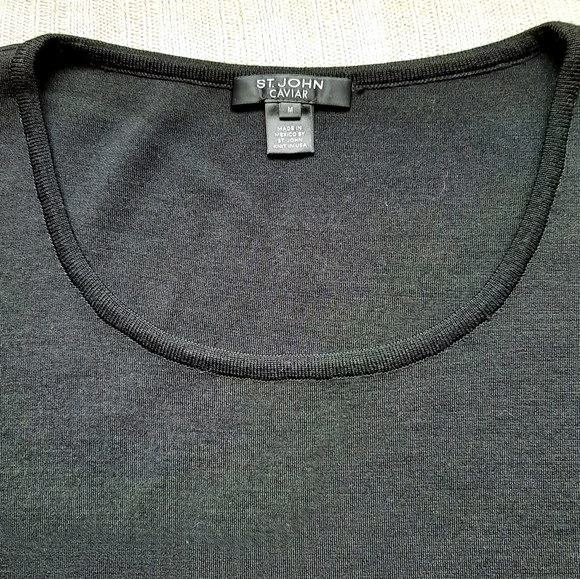 New St. John Caviar Black Wool Sleeveless Tank Top Sz: M - Picture 3 of 4